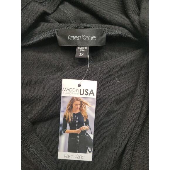 Karen Kane NWT 4L43176 Red/Black Contrast Cowl Neck Stretch Knit Tunic Sweater - Picture 10 of 13